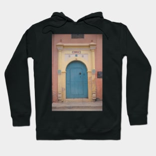 Blue Moroccan door with pink wall Hoodie